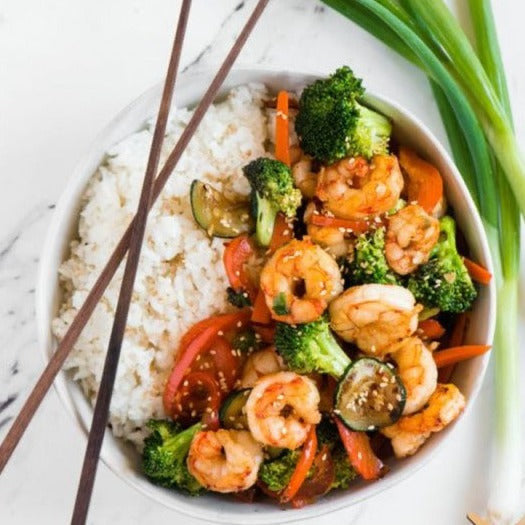 Honey Garlic Shrimp with Rice and Vegetables (Sun)