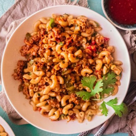 Minced Meat with Macaroni (Qeema Macaroni) (Sun)